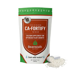 Beanstalk Agriculture Fortify bottle close-up highlighting 12-0-0 formula for strong stalks.