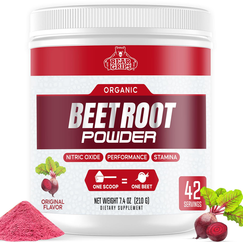 Bear Grips Organic Beet Root Powder bottle pour for quick energy support