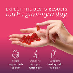 Close-up of Bears with Benefits biotin gummies' fruity texture for healthy hair.