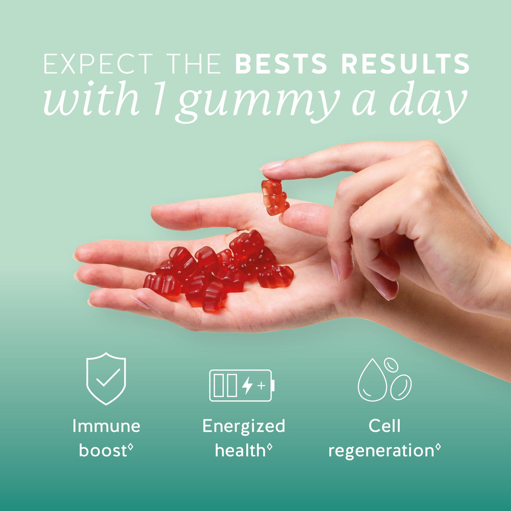 Bears with Benefits Immune Gummies packaging display highlighting vegan daily support.