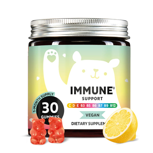 Bears with Benefits immune support gummies bottle showing daily vitamin boost