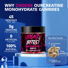 Travel-friendly BEAST BITES bottle designed for gym and travel use