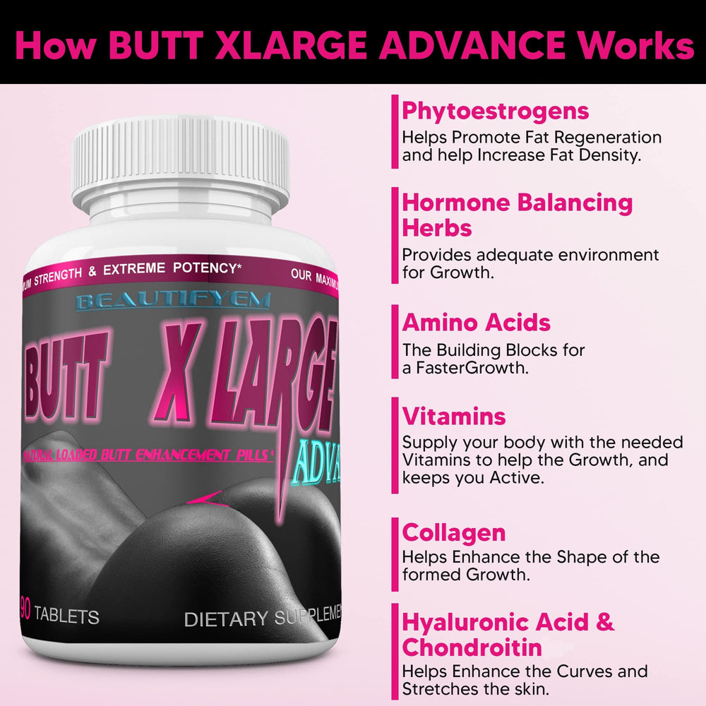 BEAUTIFYEM Butt XLarge bottle back with ingredients and directions for informed use
