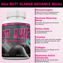 BEAUTIFYEM Butt XLarge bottle back with ingredients and directions for informed use