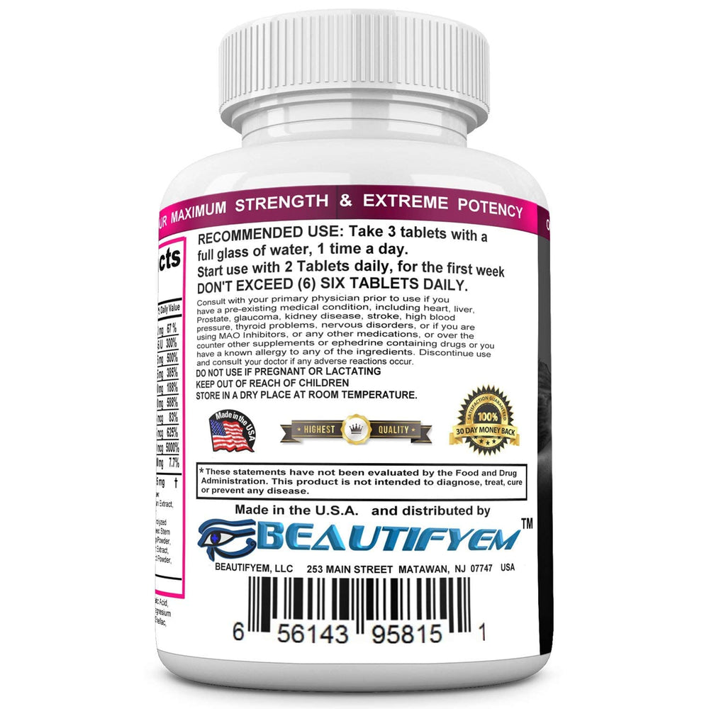 BEAUTIFYEM Butt XLarge pills close-up showing easy-to-swallow capsules
