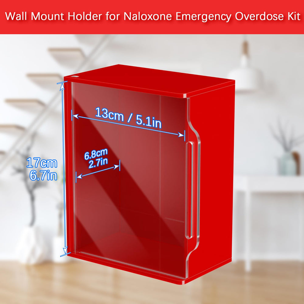 Beautyflier Naloxone display cabinet highlighting overdose response boxes