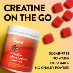 Beava Creatine Monohydrate Gummies label highlights vegan and gluten-free ingredients.