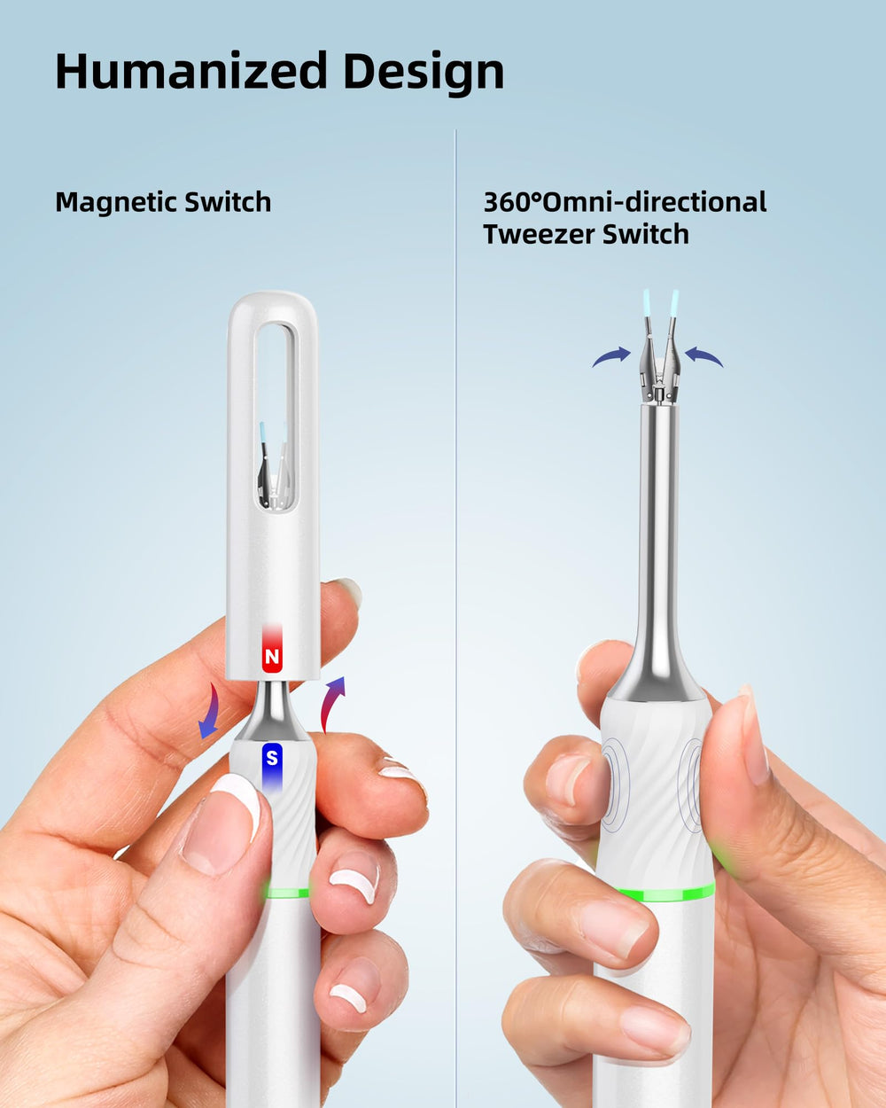 Bebird Pro Note5 Pro LED light illuminates the ear interior for visibility.