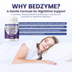 BedZyme Sleep Aid label detailing ingredients and purpose
