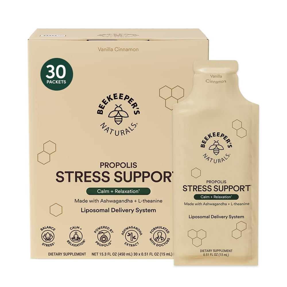 Beekeeper's Naturals ashwagandha liposomal bottle front for calm support