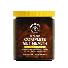 Beekeeper’s Naturals Complete Gut Health bottle offers triple-action gut support.
