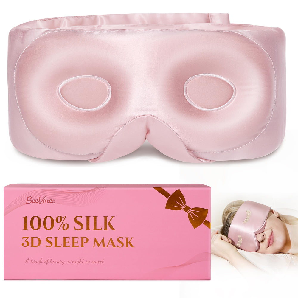 BeeVines Pure Silk 3D Sleep Mask with 22 momme silk offering breathable comfort.