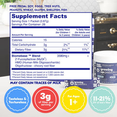Begin Health Growing Up Prebiotics powder-dispense shown blending into drinks