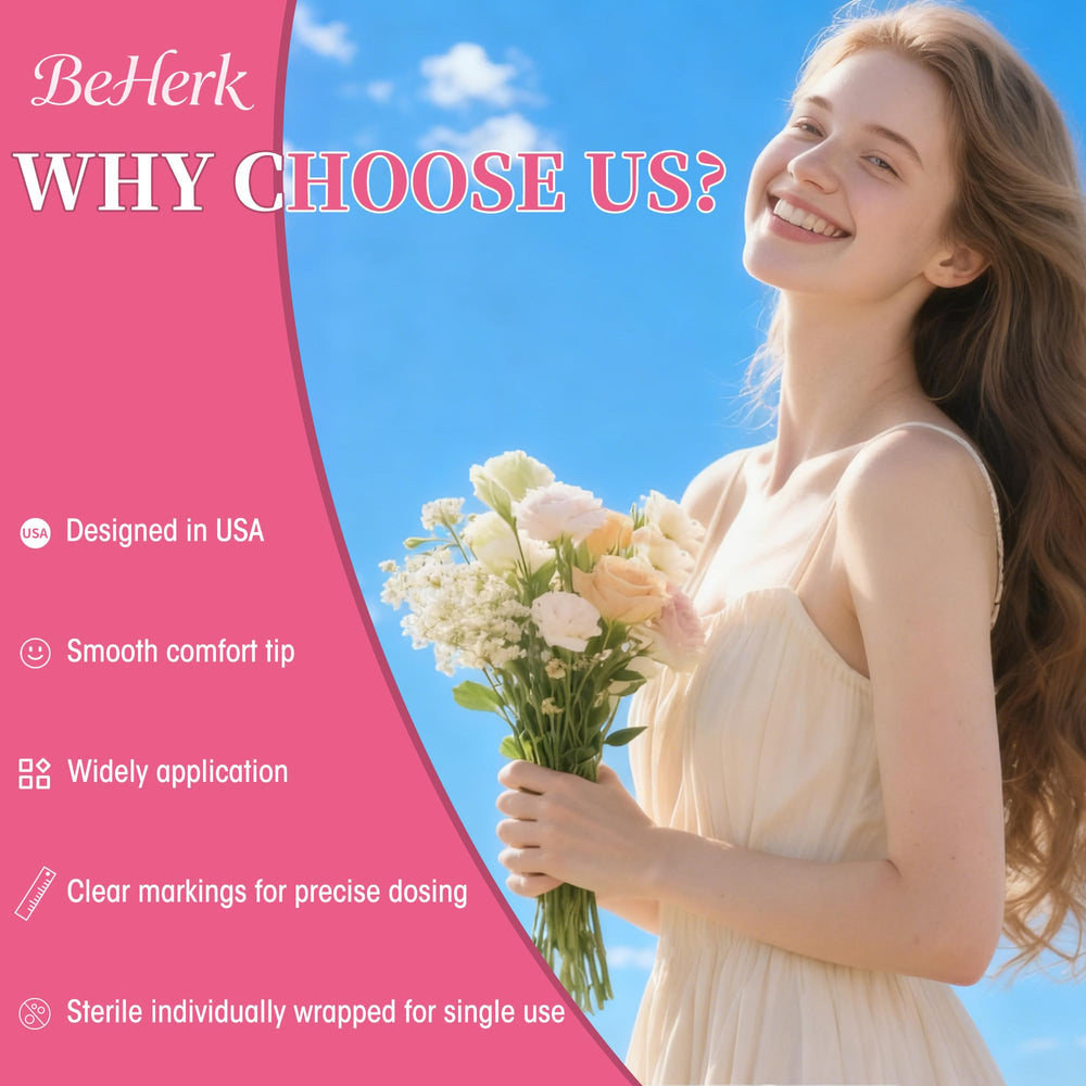 BeHerk smooth-tip vaginal applicator enhances comfortable insertion and control.