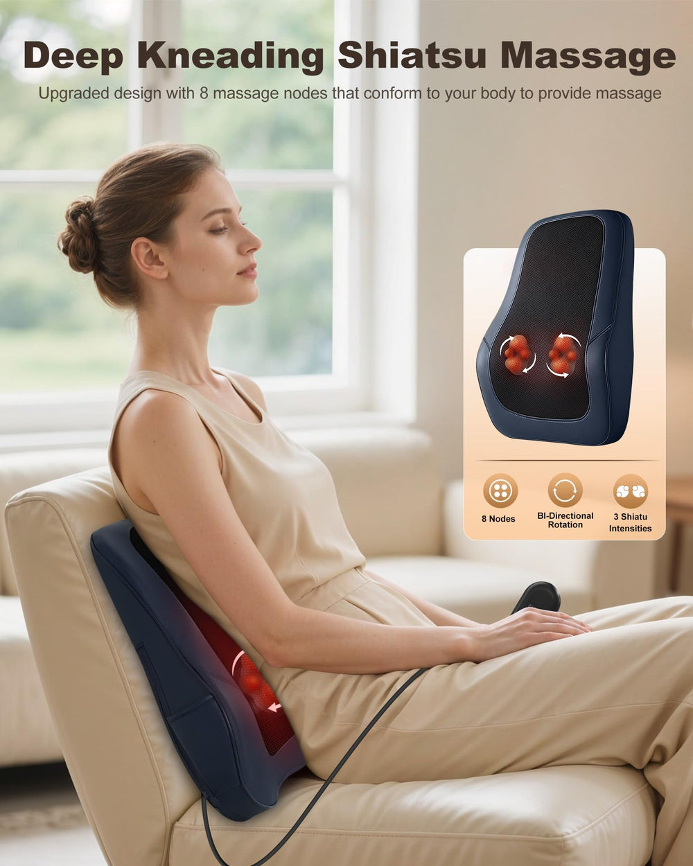 Beleduc massager shows heat settings for a soothing warming session.