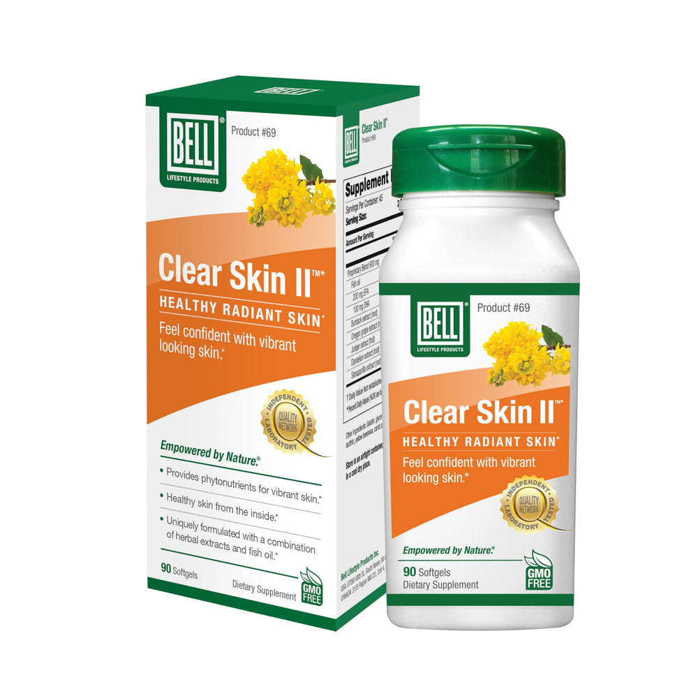 Bell Clear Skin II bottle closeup for hydration-focused wellness