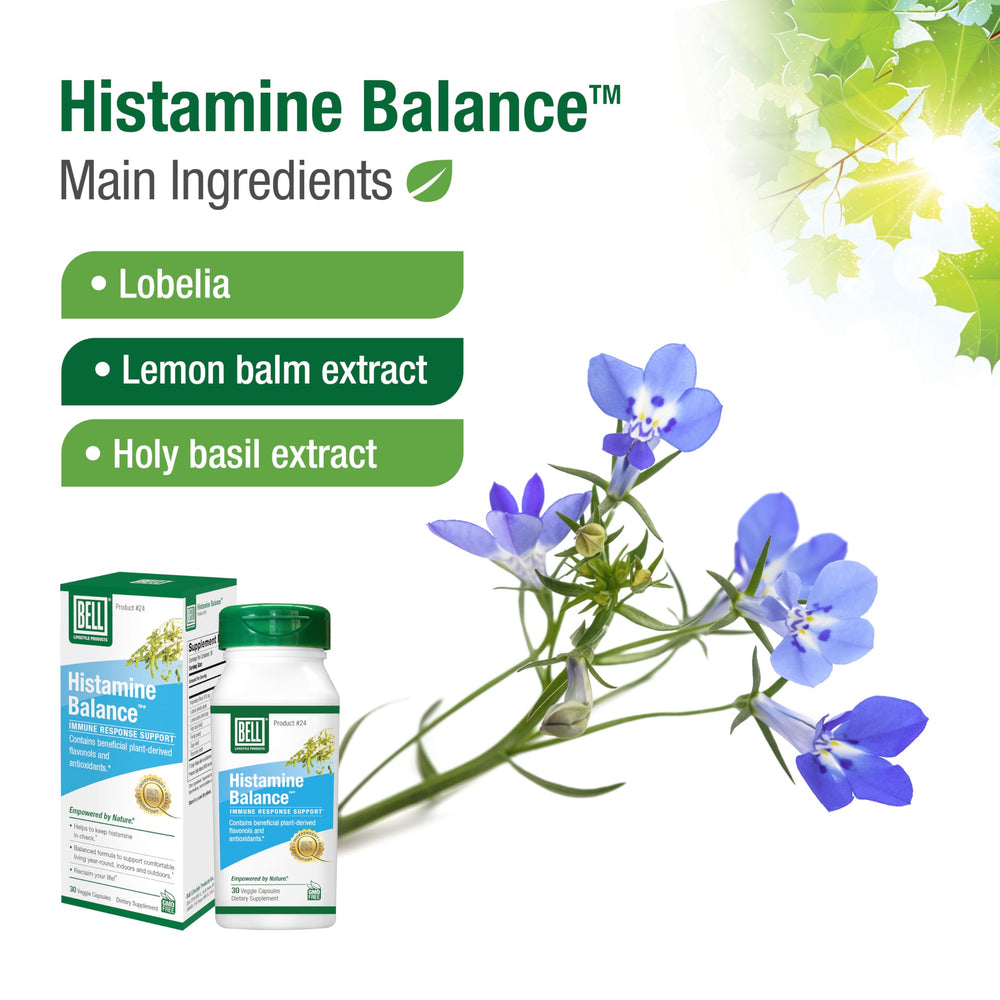 Bell Histamine Balance herbal blend ingredients with basil sage peppermint rosemary