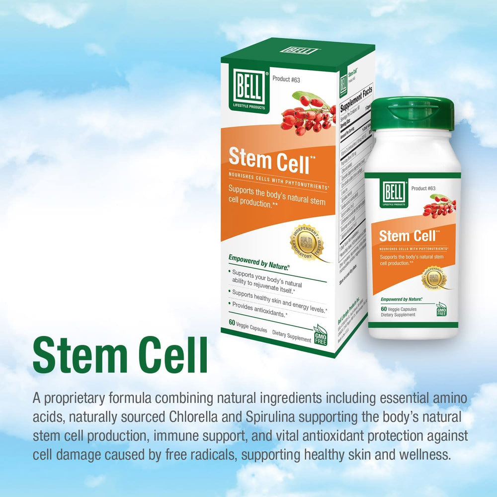 Lifestyle scene with Bell Stem Cell Supplements for routine self-care and antioxidants.