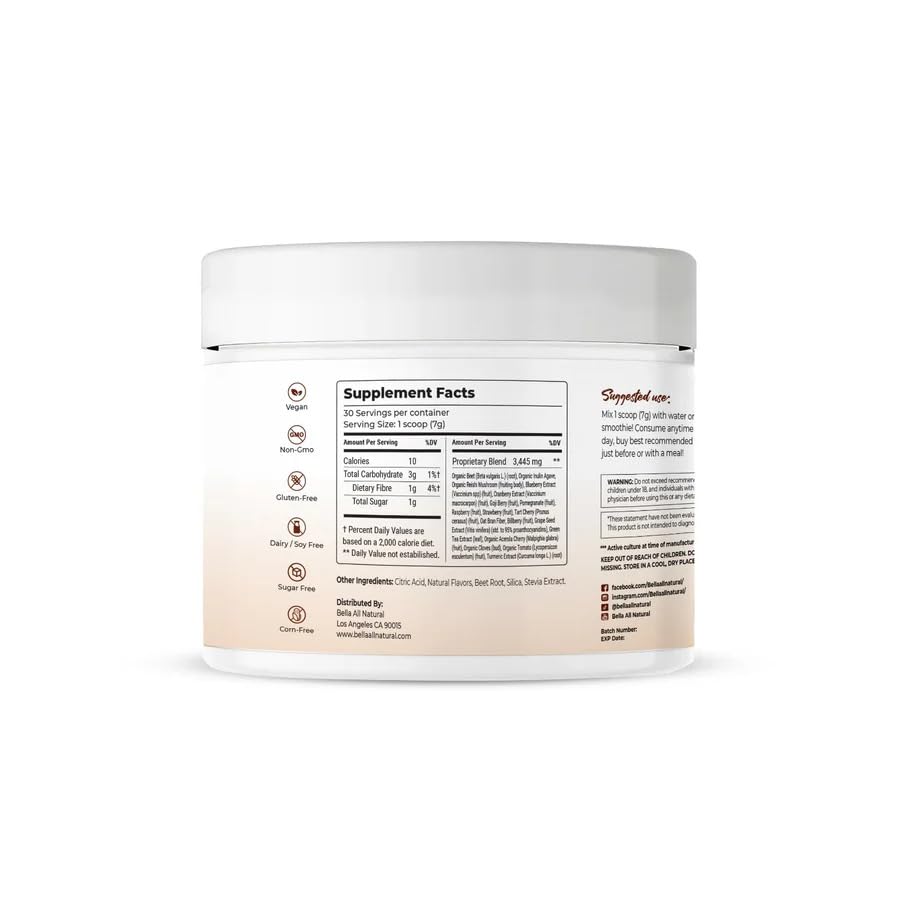 Bella All Natural Ganoderma capsules spread showing easy daily intake