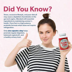 belle+bella probiology flora fem on a shelf ready-to-take daily.