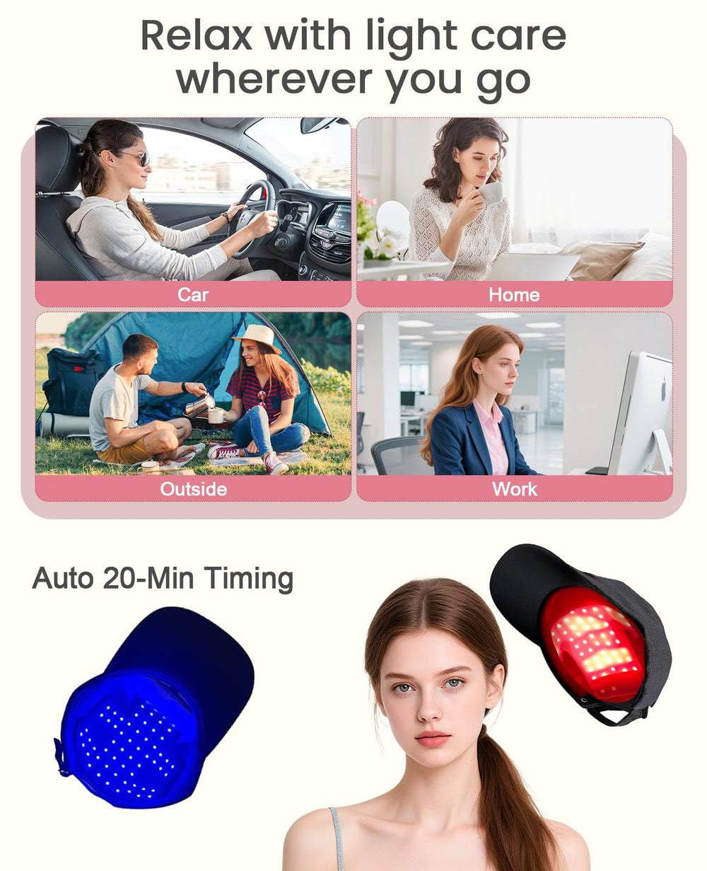 Beloving cordless scalp cap features a 20-minute timer for safe sessions.