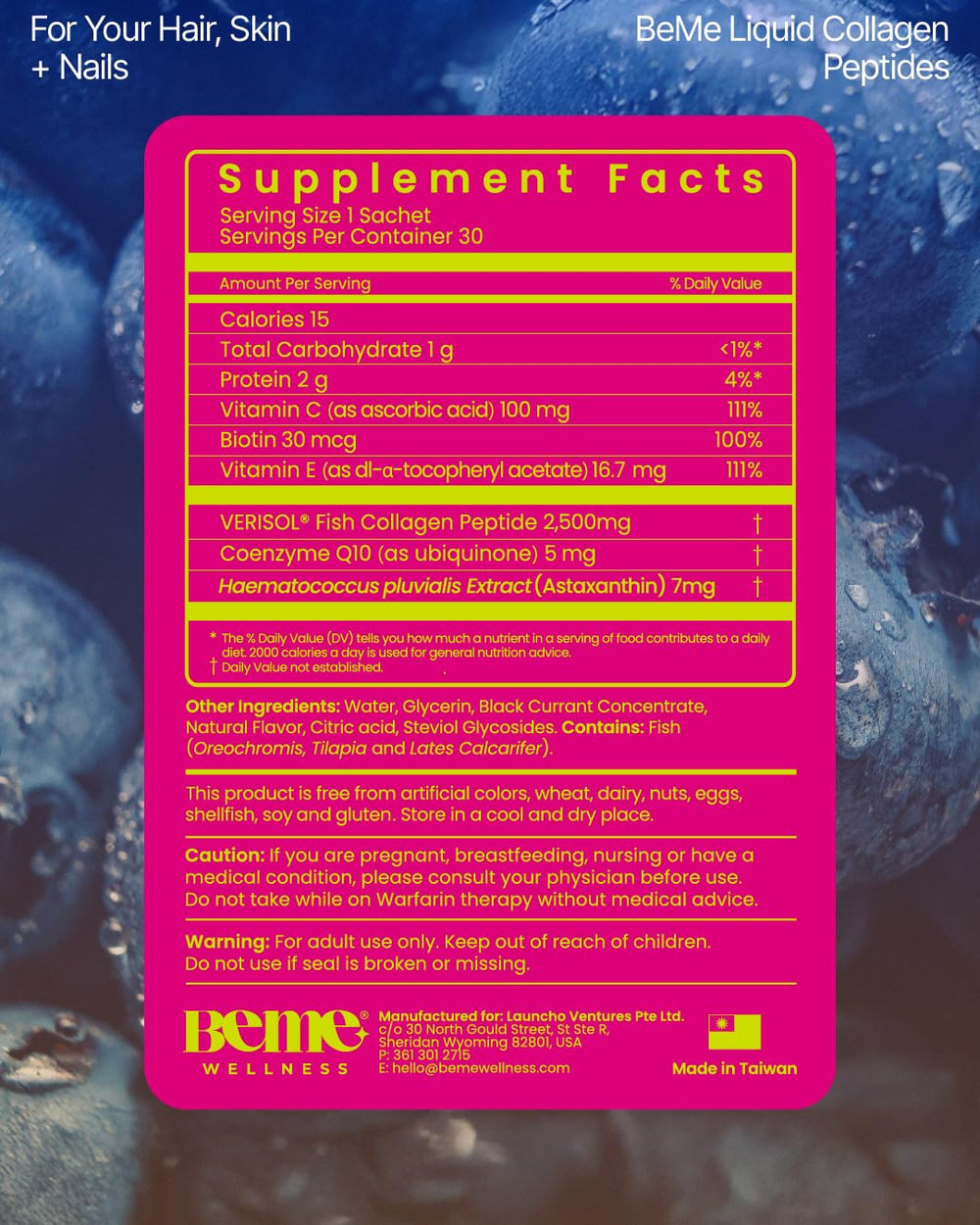 BeMe marine collagen sourcing underlines ethical, high-quality ingredients.