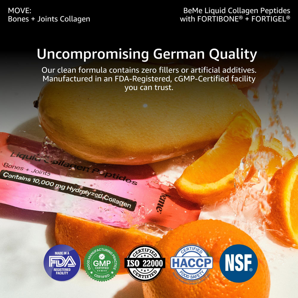 BeMe orange mango sachet highlights flavorful, quick-use nutrition.