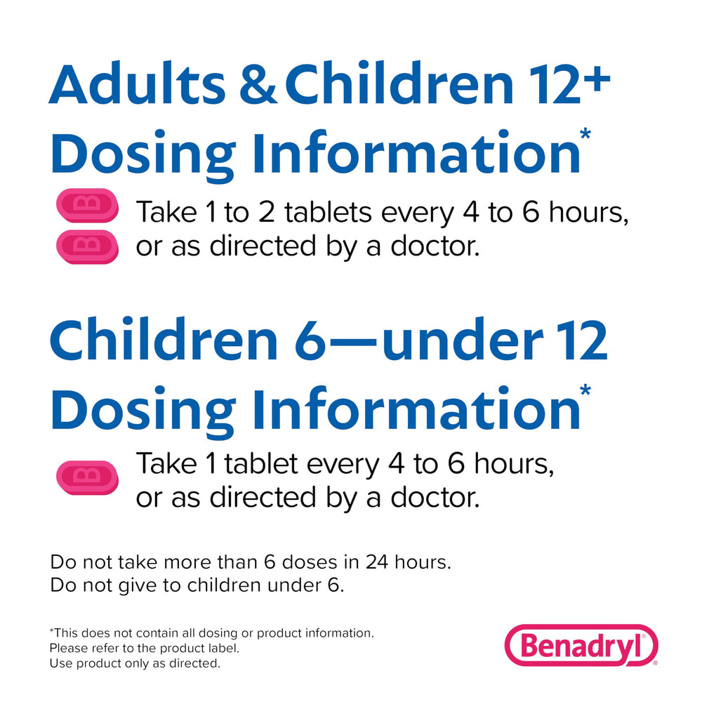 Benadryl Ultratabs packaging box highlights travel-friendly multi-pack.