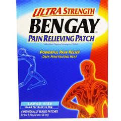 BENGAY Ultra Strength patch on back area for targeted relief