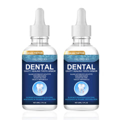 BENIX Cavity Healing Liquid bottle pour demonstrates enamel support for daily care.