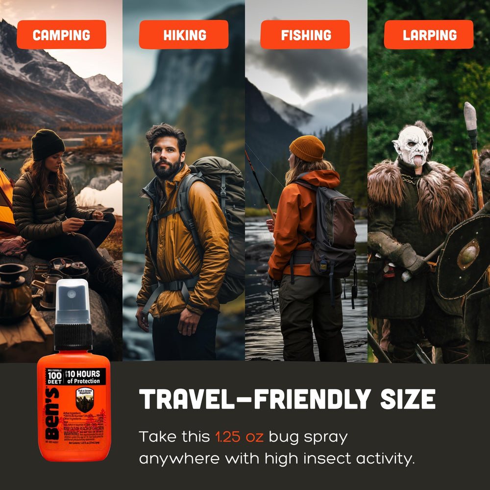 Ben's 100 Tick & Insect Repellent in outdoor adventure scene