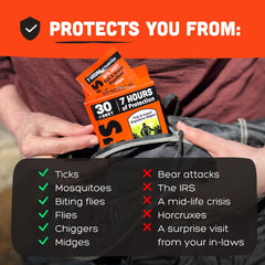 Ben's wipes in use on skin during an outdoor adventure