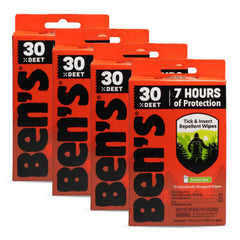 Ben's Tick and Insect Repellent Wipes pack front for outdoor protection