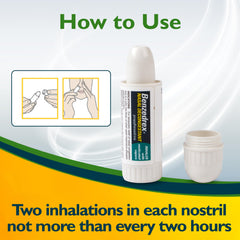 Compact design of Benzedrex nasal decongestant inhaler for easy storage