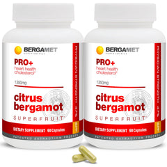 BergaMet Citrus Bergamot PRO+ bottle emphasizes premium potency for daily support.