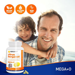 Close-up of BergaMet capsule highlighting 170:1 extract and polyphenols