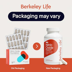 Berkeley Life Nitric Oxide capsules pouring for easy daily use and heart support.
