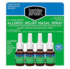 Berkley Jensen 24-hour allergy relief nasal spray bottle for all-day comfort