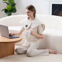 Berkshire Blanket weighted heating pad shoulder wrap in cream for targeted relief.