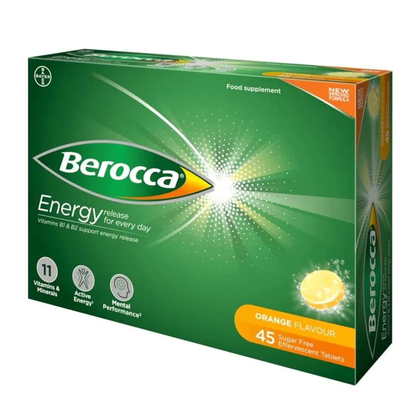 Berocca Orange label emphasizes no artificial colours.