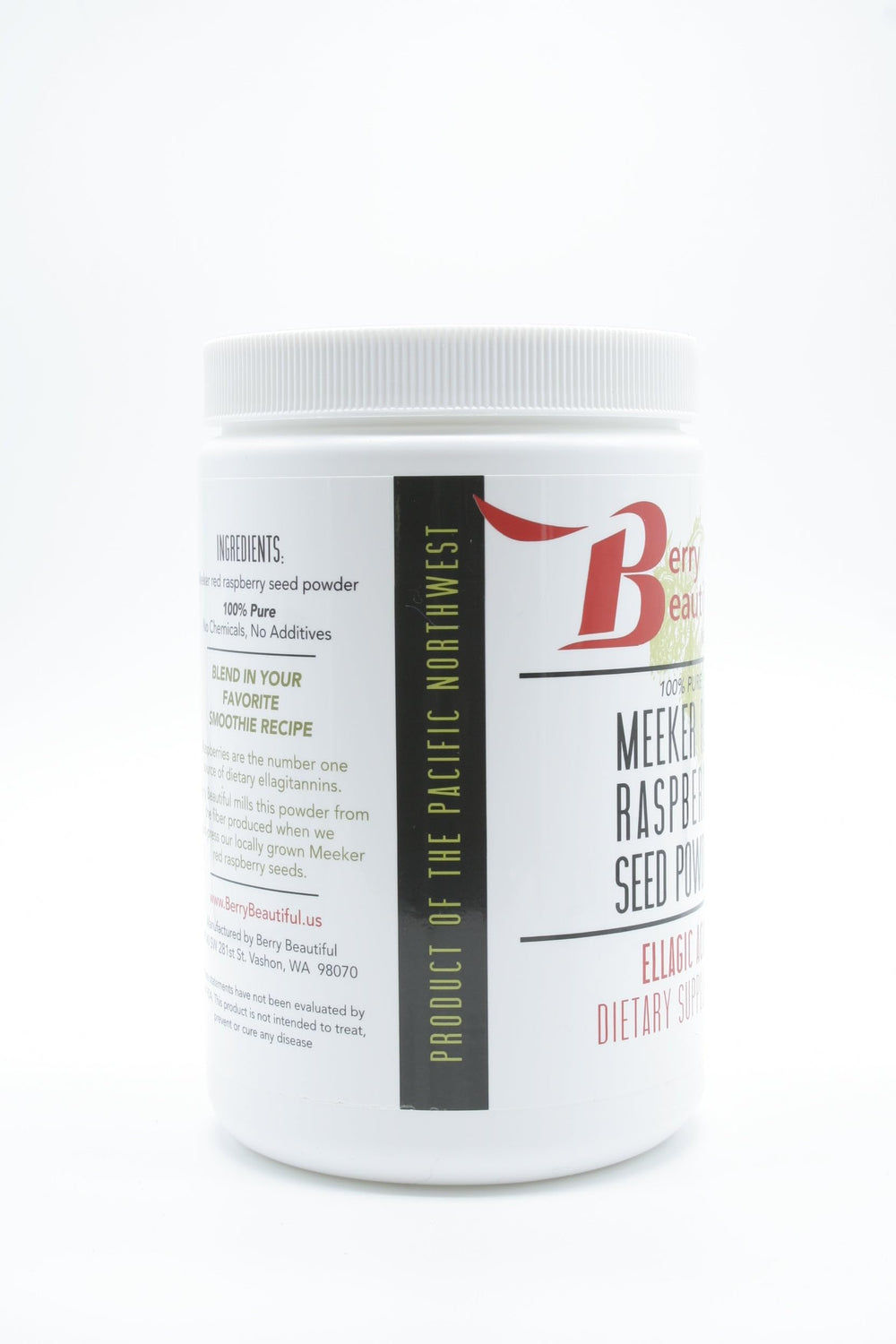 Berry Beautiful Meeker Red Raspberry Seed Powder added to a smoothie for fiber and flavor.