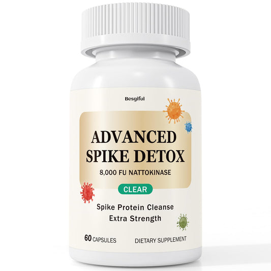 Besgiful Advanced Spike Detox bottle on a clean counter, suggesting daily detox support.