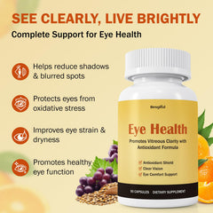 Besgiful Eye Supplement bottle label highlights vegan formula for daily eye comfort.