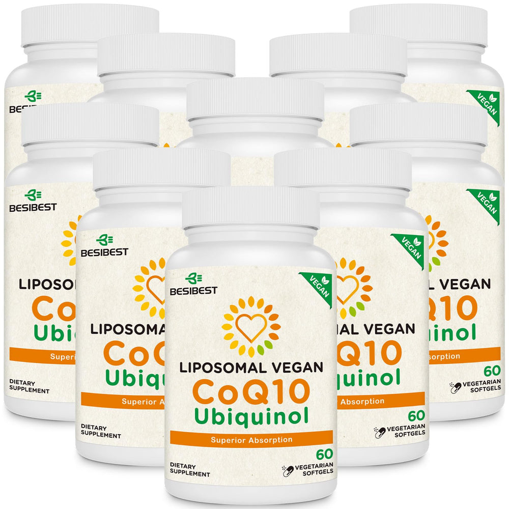 Besibest liposomal CoQ10 ubiquinol bottle highlighting high absorption potential