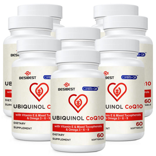 Besibest Ubiquinol CoQ10 600mg bottle shown for daily energy support and packaging