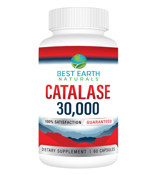 Best Earth Naturals Catalase 30,000 bottle on shelf promotes hair vitality.