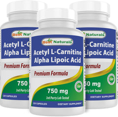 Best Naturals Acetyl L-Carnitine Alpha Lipoic Acid bottle front supports daily energy metabolism.
