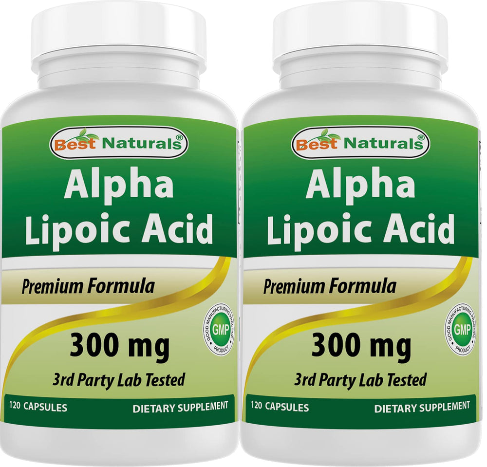 Best Naturals Alpha Lipoic Acid 300 mg bottle with purity seal for reliable supplementation.