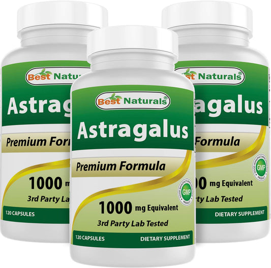 Best Naturals Astragalus 1000 mg capsules in bottle for daily wellness
