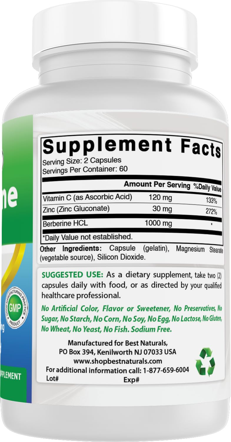 Best Naturals Berberine Plus ingredient label closeup